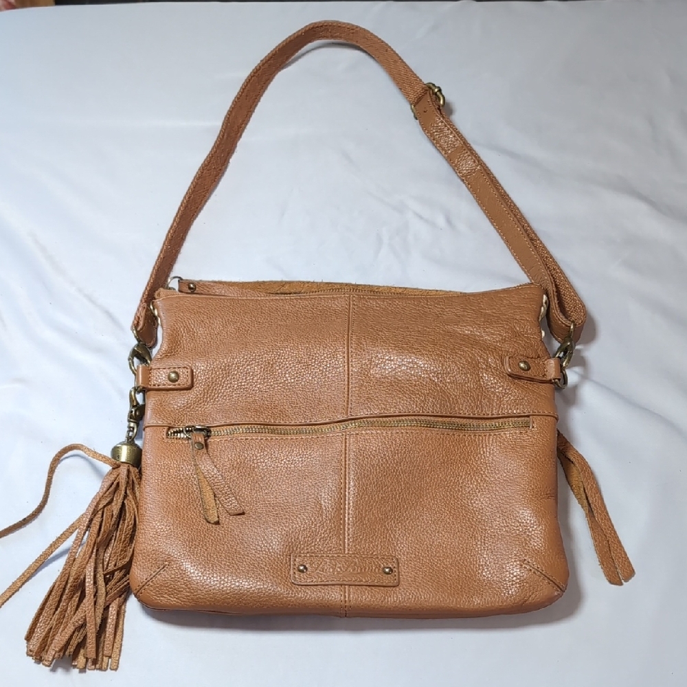 Vintage Lucky Brand Del Rey Brown Leather Fold Over Convertible Crossbody Purse